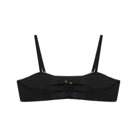 Pointelle Crop Top- Black