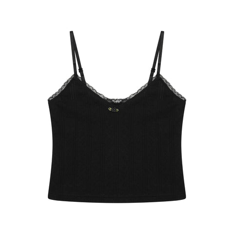 Pointelle Cami Top -Black