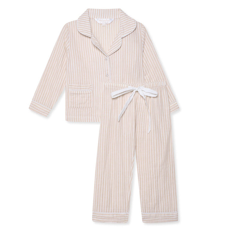 Children’s Modal Trouser PJ Set- Beige Stripe - The NAP Co. - image 1