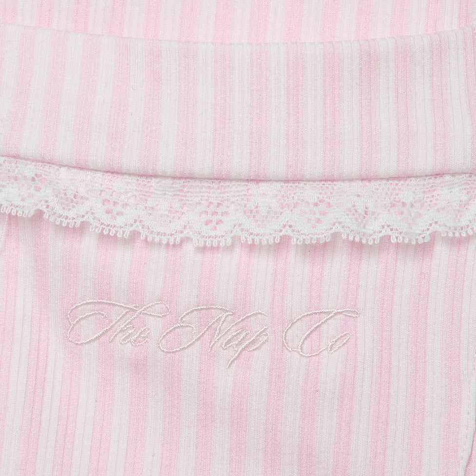 Children’s Modal Trouser PJ Set- Pink Stripe/Lace - The NAP Co. - image 2